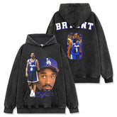 Vintage Kobe Printed Short Sleeve T-Shirt Washed Long Sleeve Crew Neck Casual Hooded Sweater