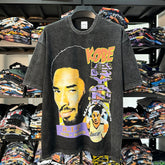 Simple retro Kobe printed short-sleeved T-shirt g high street washed loose heavy cotton small neckline t