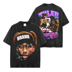 Hip Hop Tyler the Creator Printed Short Sleeve T-Shirt Washed Long Sleeve Loose Hooded Sweater