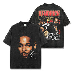 Hip Hop Kendrick Lamar Printed Short Sleeve T-Shirt Washed Long Sleeve Loose Hooded Sweater Men