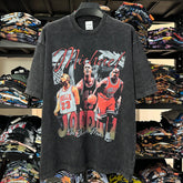 Vintage MJ Air Trapeze Printed Short Sleeve T-Shirt High Street Washed Old Heavy Cotton Small Neckline T