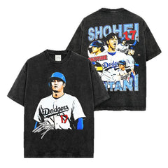 Shohei Ohtani Printed Short Sleeve T-Shirt Washed Long Sleeve Loose Hooded Sweater