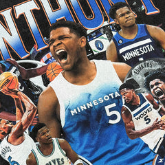 Anthony Edwards Printed Short Sleeve T-Shirt High Street Vintage Heavy Small Neckline Cotton Ins