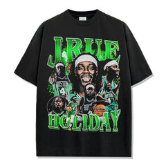 Vintage Halle Wear Holiday Printed Short Sleeve T-Shirt Washed Casual Long Sleeve Crew Neck Hooded Sweater