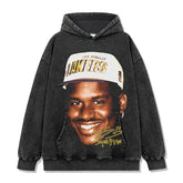 Vintage O'Neal ONeal print short sleeve t-shirt washed long sleeve crew neck loose hooded sweatshirt men