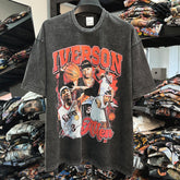 Vintage Iverson Allen Iverson Printed Short Sleeve T-Shirt Washed Heavy Cotton Top T