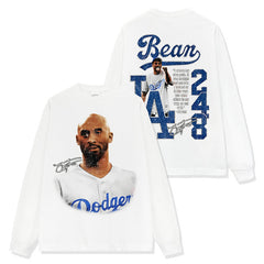 Vintage Kobe double-sided printed short-sleeved T-shirt long-sleeved loose round neck washed hooded sweater