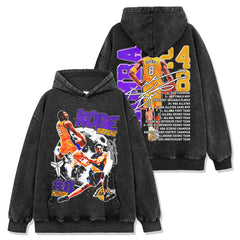Vintage Kobe KOBE Double-Sided Printed Short Sleeve T-Shirt Washed Long Sleeve Loose Hooded Sweater