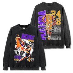 Vintage Kobe KOBE Double-Sided Printed Short Sleeve T-Shirt Washed Long Sleeve Loose Hooded Sweater