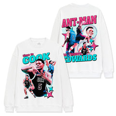 Anthony Edwards Printed Short Sleeve T-Shirt Crew Neck Washed Hooded Sweater Men