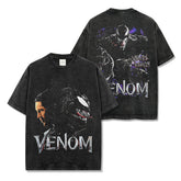 Vintage VENOM Venom Printed Short Sleeve T-Shirt Washed Long Sleeve Loose Hooded Sweater Men's Trend