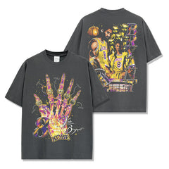 Vintage KOBE Kobe Printed Short Sleeve T-Shirt Washed Long Sleeve Loose Casual Hooded Sweater