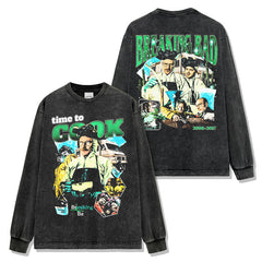 Breaking Bad Printed Washed Short Sleeve T-Shirt Casual Crew Neck Hooded Sweater