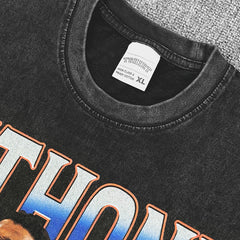 Vintage Anthony Edwards Printed T-Shirt Washed Loose Heavy Small Neckline T