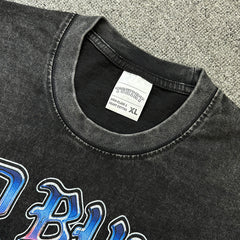 Vintage Bad Bunny Printed Short Sleeve T-Shirt Washed Heavy Cotton Small Neckline Top