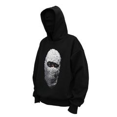 Heavy 450g retro print street dark pearl masked hooded sweater hoodie men and women