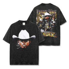 Deion Sanders Printed Short Sleeve T-Shirt Washed Long Sleeve Loose Hooded Sweater Men
