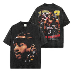Vintage IVERSON Iverson Printed Short Sleeve T-Shirt Washed Long Sleeve Loose Hooded Sweater