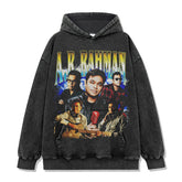 A.R. Raman Rahman Printed Short Sleeve T-Shirt Washed Long Sleeve Loose Casual Hooded Sweater Men