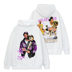 Vintage KEBO trend print short-sleeved t-shirt loose casual heavy round neck hooded sweater for men and women