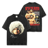 Khabib Nurmagomedo Printed Short Sleeve T-Shirt Washed Long Sleeve Loose Hooded Sweater Men
