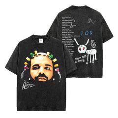 Hip Hop Drake DRAKE Printed Short Sleeve T-Shirt Washed Long Sleeve Loose Casual Hooded Sweater