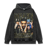 Hip Hop DRAKE Drake Printed Short Sleeve T-Shirt Washed Long Sleeve Crew Neck Loose Hooded Sweater