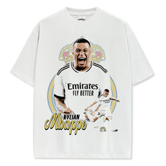 Vintage Kylian Mbapp¨¦ double-sided printed t-shirt washed round neck heavy cotton t