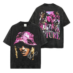 Hip Hop Future Kid Future Printed Short Sleeve T-Shirt Washed Long Sleeve Loose Hooded Sweater Men
