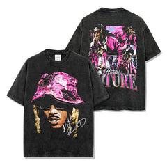 Hip Hop Future Kid Future Printed Short Sleeve T-Shirt Washed Long Sleeve Loose Hooded Sweater Men