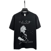 Swift TaylorSwift Concert mv Printed Short Sleeve T-Shirt Heavy Cotton Top Vintage Loose ins