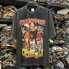 Simple Phil Jackson Zen Printed T-Shirt Vintage Wash Loose Casual Short Sleeve