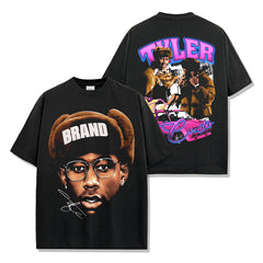 Hip Hop Tyler the Creator Printed Short Sleeve T-Shirt Washed Long Sleeve Loose Hooded Sweater