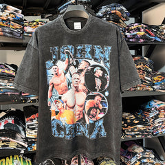 Vintage John Cena Printed Short Sleeve T-Shirt Vintage Washed Blockbuster T