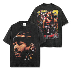 Vintage IVERSON Iverson Printed Short Sleeve T-Shirt Washed Long Sleeve Loose Hooded Sweater
