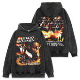 Hip Hop Boomin & Future Printed Washed Short Sleeve T-Shirt Casual Crew Neck Hooded Sweater