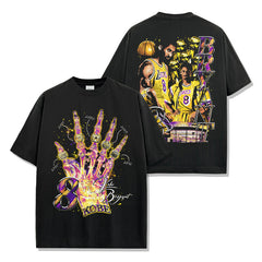 Vintage KOBE Kobe Printed Short Sleeve T-Shirt Washed Long Sleeve Loose Casual Hooded Sweater