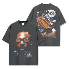 Hip Hop Brent Faiyaz Printed Short Sleeve T-Shirt Washed Long Sleeve Loose Hooded Sweater