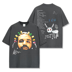 Hip Hop Drake DRAKE Printed Short Sleeve T-Shirt Washed Long Sleeve Loose Casual Hooded Sweater