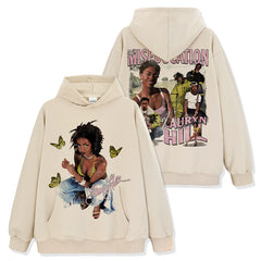 Lauryn Hill print short-sleeved T-shirt long-sleeved crewneck washed hoodie