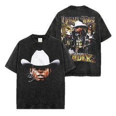Deion Sanders Printed Short Sleeve T-Shirt Washed Long Sleeve Loose Hooded Sweater Men