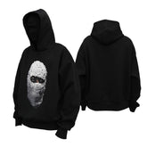Heavy 450g retro print street dark pearl masked hooded sweater hoodie men and women