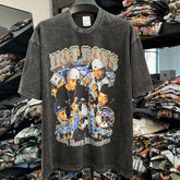 Vintage Hip Hop Hot Boys Printed Short Sleeve T-Shirt Vintage Washed Heavy Cotton T