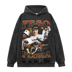 Vintage Pluma Printed Short Sleeve T-Shirt Washed Long Sleeve Loose Blockbuster Hooded Sweater Men