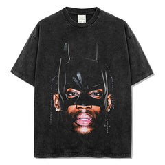 Hip Hop Rap Travis Scott Double Sided Printed Short Sleeve T-Shirt Washed High Street Heavy Cotton T