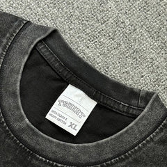 Vintage Morant Printed Short Sleeve T-Shirt Vintage Washed Heavy Cotton Small Neckline