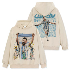 Leo Messi Printed Short Sleeve T-Shirt Long Sleeve Crew Neck Washed Hooded Sweater Men