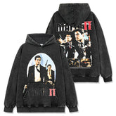 Vintage Mafia MAFIA2 Double-Sided Printed Washed Short Sleeve T-Shirt Casual Crew Neck Hooded Sweater