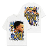 Stephen Curry Print Short Sleeve T-Shirt Long Sleeve Loose Crew Neck Washed Hooded Sweater