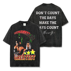 Muhammad Ali Muhammad Ali Printed Short Sleeve T-Shirt Washed Long Sleeve Loose Hooded Sweater